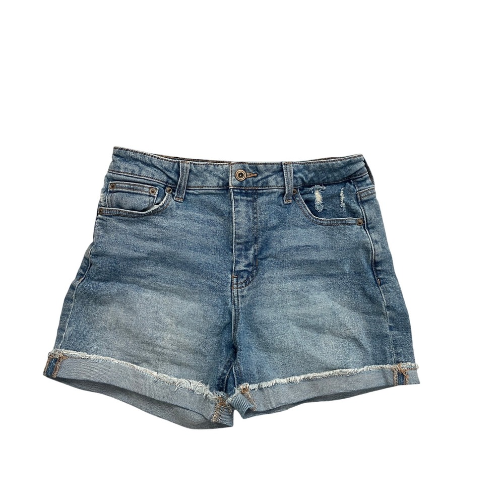 BCBGeneration Relaxed Boyfriend Shorts Light Wash Distressed Denim Women 5/27